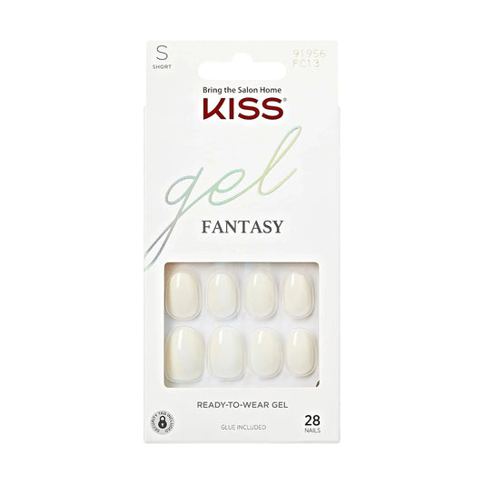 KISS Gel Fantasy Press-On Nails - Light White, Short Oval, Perfect Fit - Vivareflex Online