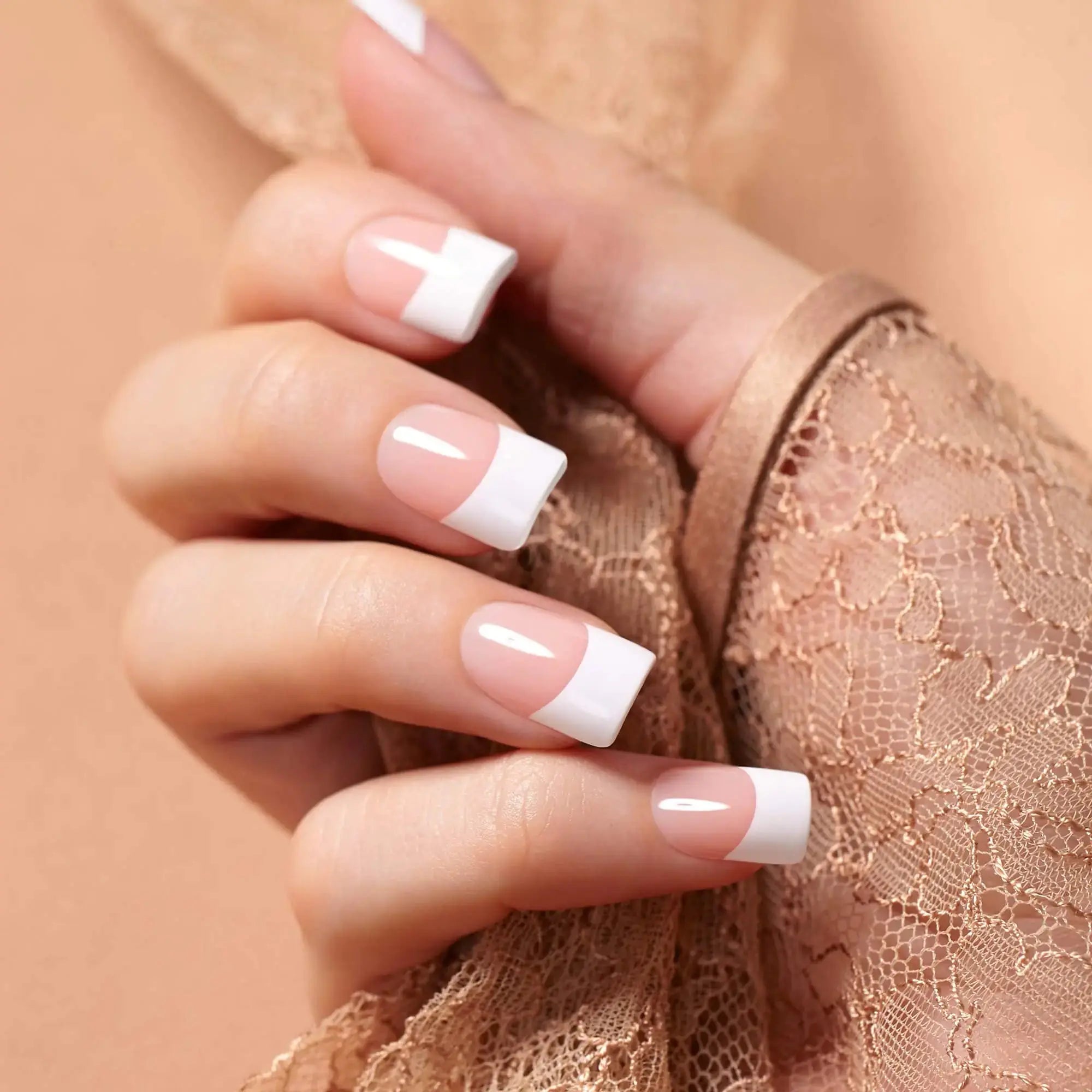 KISS Salon Acrylic Press-On Nails – Sugar Rush French, Medium Square - Vivareflex Online