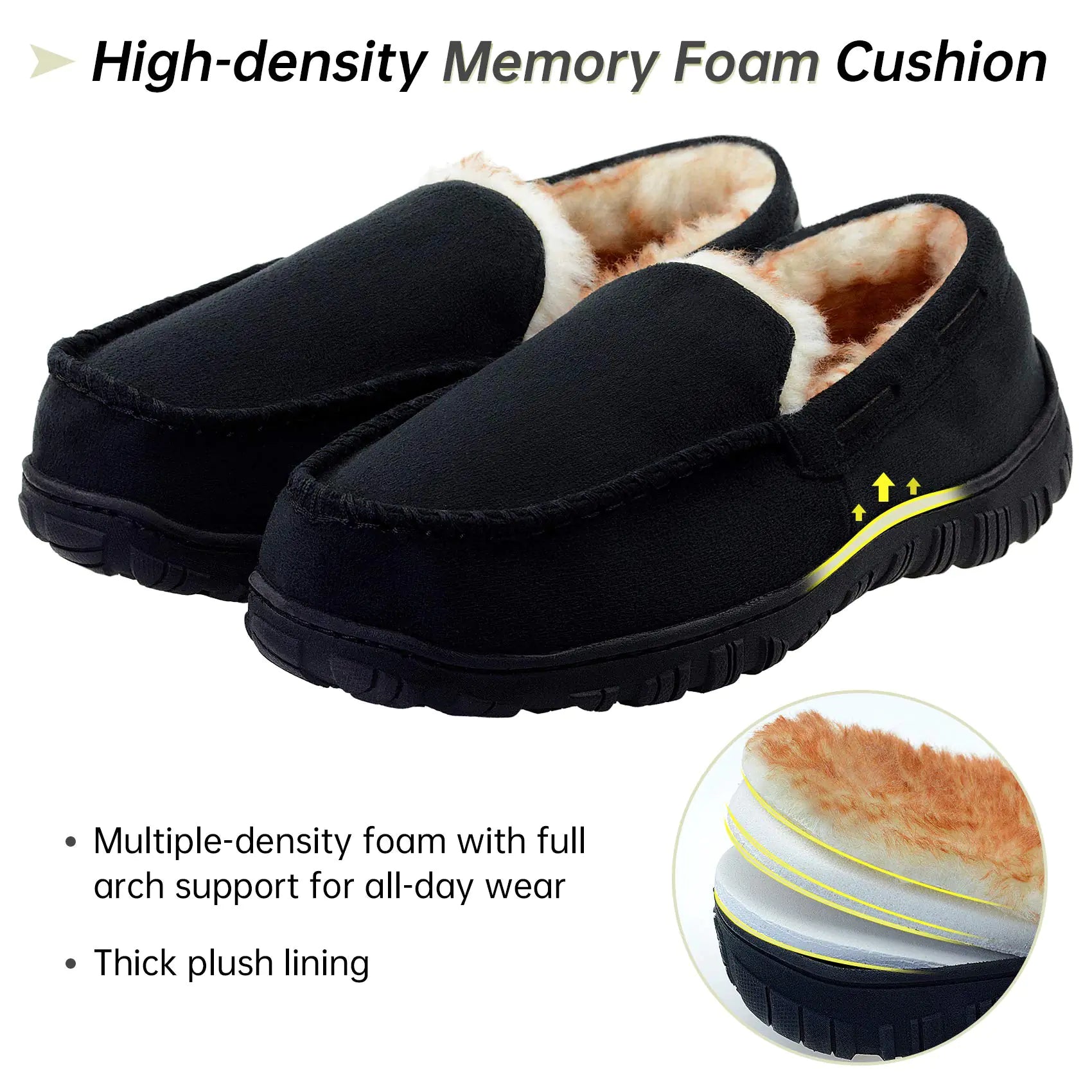 Vonair Men's Moccasin Slippers – Indoor/Outdoor Slip-On Warm House Shoes, Breathable Moccasins for Men - Vivareflex Online