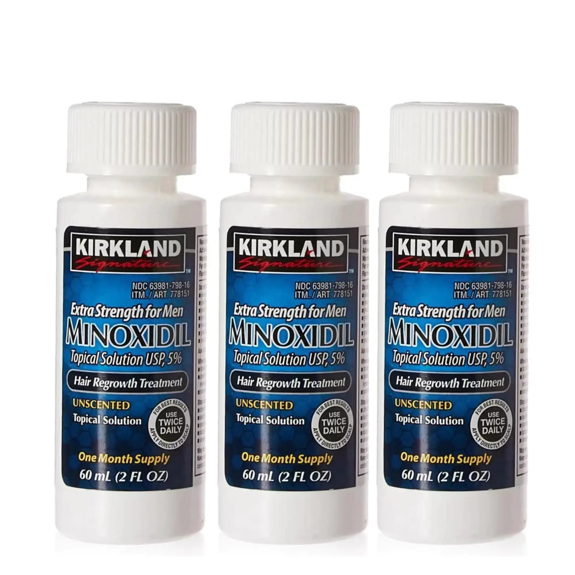 Kirkland Men Hair Loss Regrowth Revitalizes Hair Follicles 5% Minoxidil Topical Solution 3 Months Supply Size 3 X 2 Fl. Oz (60 Ml) Original - Vivareflex Online