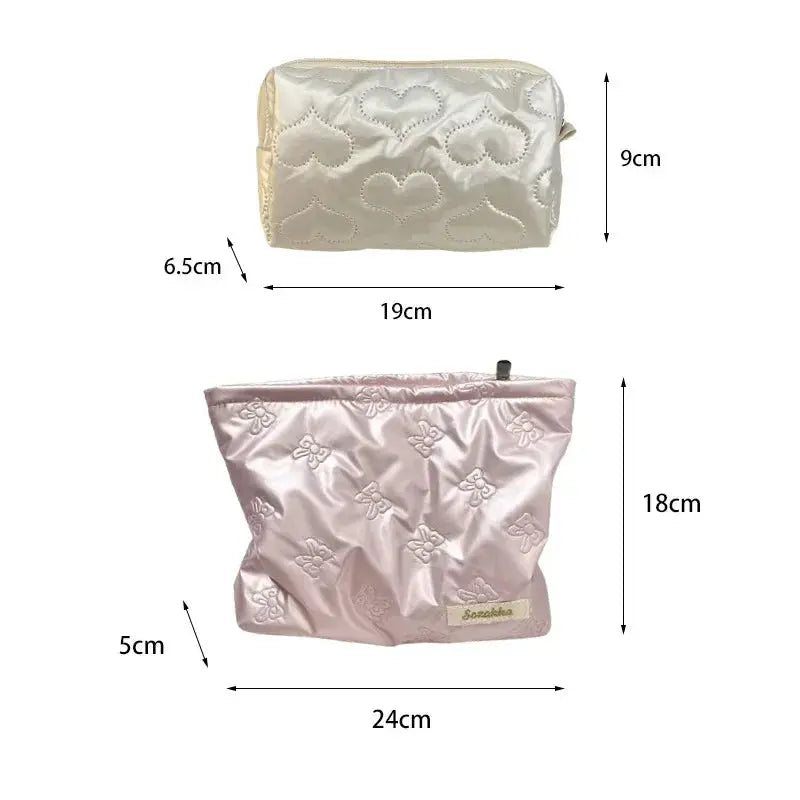 Korean PU Love Bow Cosmetic Bag Makeup Pouch Travel Cosmetic Organizer Pocket Multi-function Makeup Lipstick Storage Bag Handbag Ultimate Bag Store
