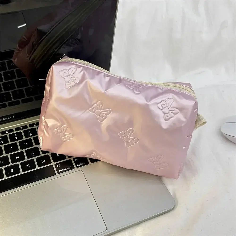 Korean PU Love Bow Cosmetic Bag Makeup Pouch Travel Cosmetic Organizer Pocket Multi-function Makeup Lipstick Storage Bag Handbag Ultimate Bag Store