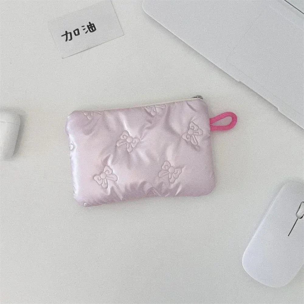Korean PU Love Bow Cosmetic Bag Makeup Pouch Travel Cosmetic Organizer Pocket Multi-function Makeup Lipstick Storage Bag Handbag Ultimate Bag Store