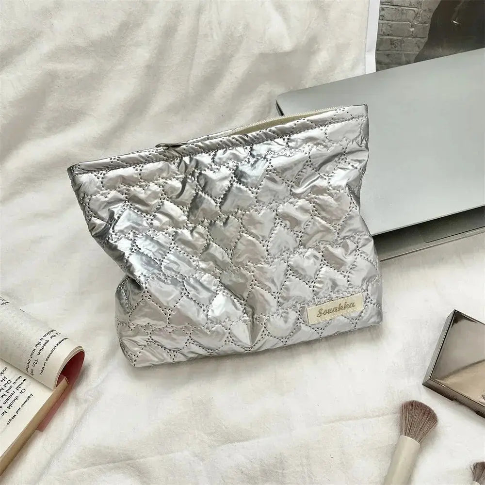 Korean PU Love Bow Cosmetic Bag Makeup Pouch Travel Cosmetic Organizer Pocket Multi-function Makeup Lipstick Storage Bag Handbag Ultimate Bag Store