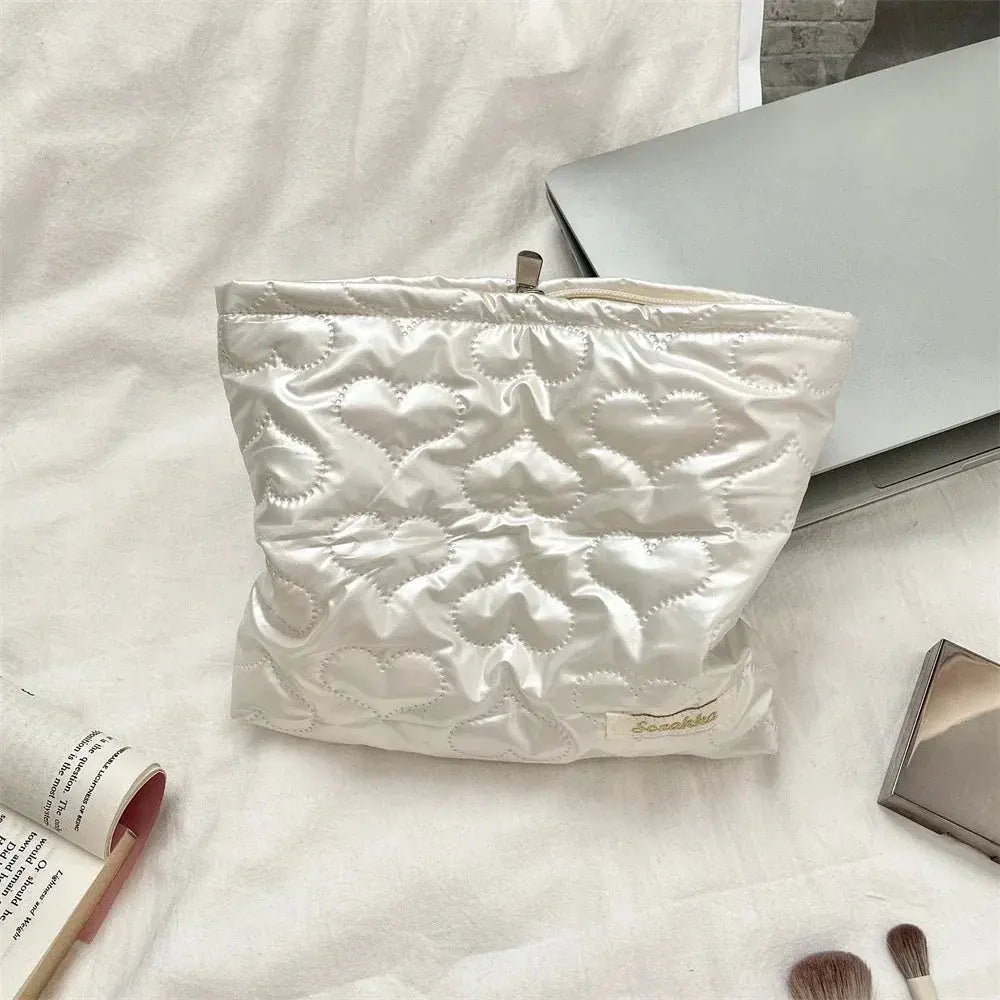 Korean PU Love Bow Cosmetic Bag Makeup Pouch Travel Cosmetic Organizer Pocket Multi-function Makeup Lipstick Storage Bag Handbag Ultimate Bag Store