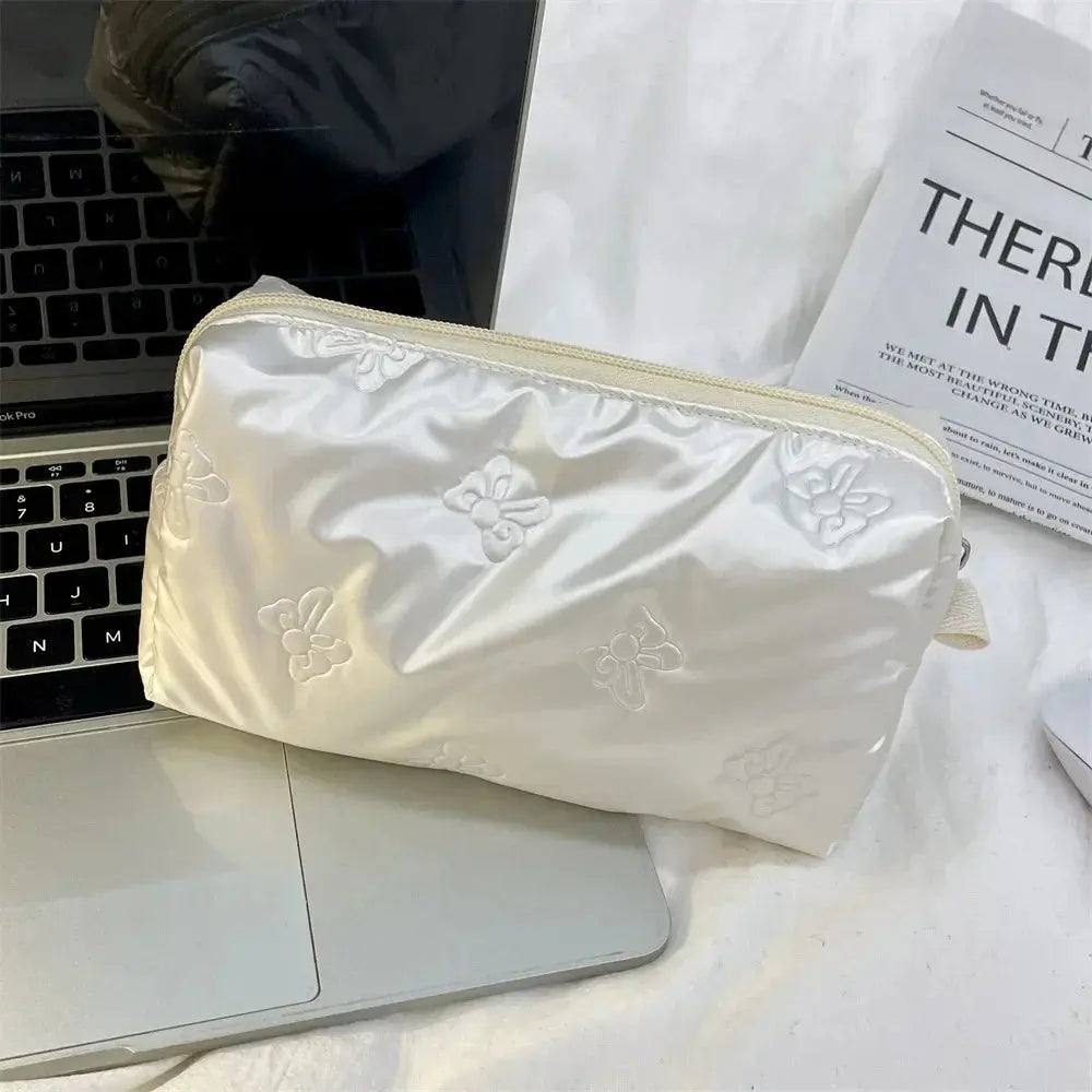 Korean PU Love Bow Cosmetic Bag Makeup Pouch Travel Cosmetic Organizer Pocket Multi-function Makeup Lipstick Storage Bag Handbag Ultimate Bag Store