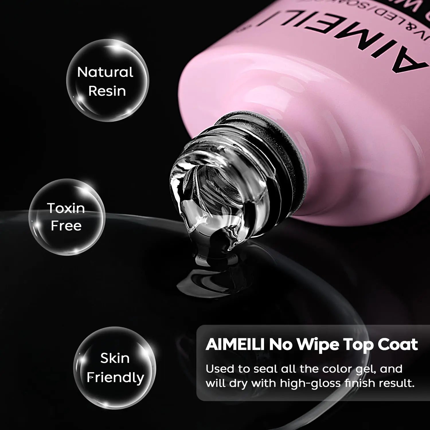 AIMEILI Gel Nail Polish No Wipe Top and Base Coat Set, Shine Finish and Long Lasting, Soak Off Gel Nail Lacquer - 2 x 10ml - Vivareflex Online