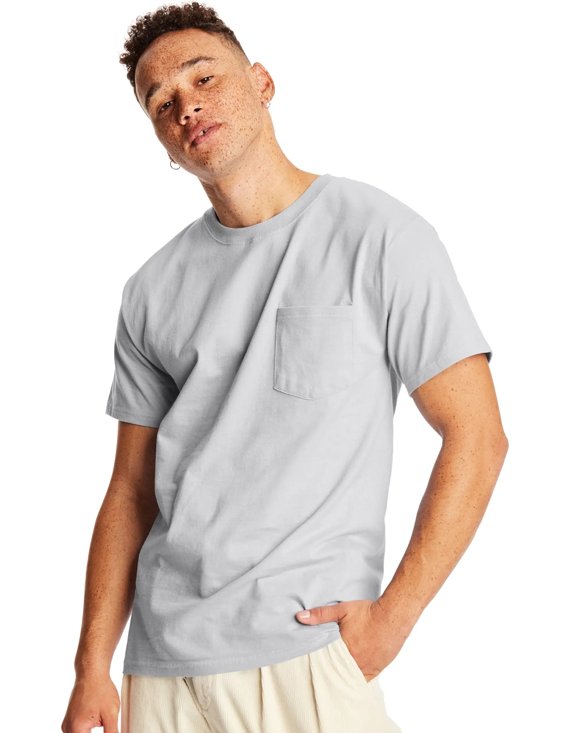 Hanes Men's Heavyweight Pocket T-Shirt - Beefy-T Cotton Crewneck with Pocket, 2-Pack, 3X-Large Light Steel - Vivareflex Online