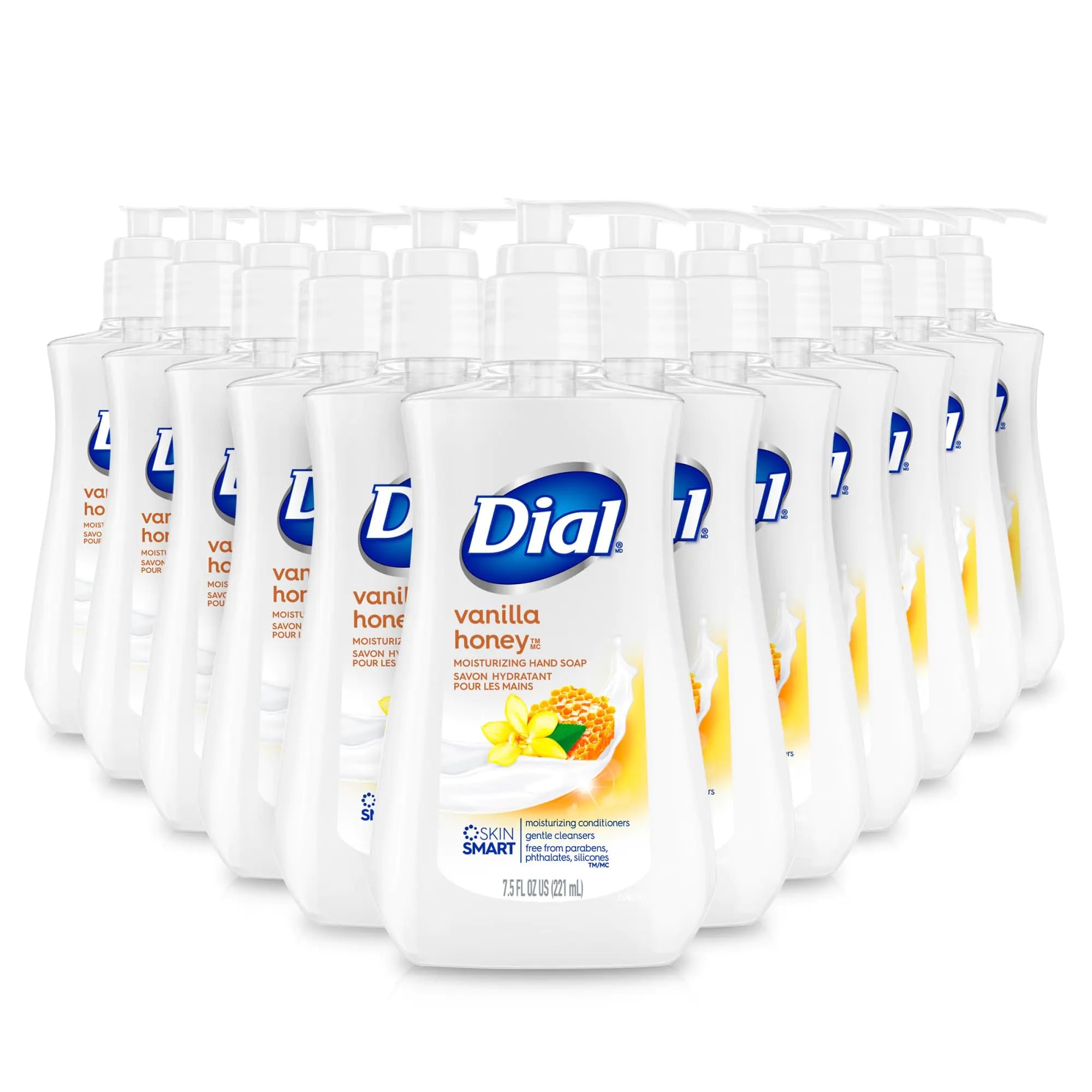 Jabón líquido para manos Dial, sabor a vainilla y miel, 7,5 fl oz, paquete de 12 7,5 fl oz (paquete de 12) 