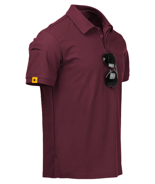 V VALANCH Polos pour hommes à manches courtes évacuant l'humidité Polo de golf Chemise à col athlétique T-shirt de tennis Hauts 5X-Large A-wine Red