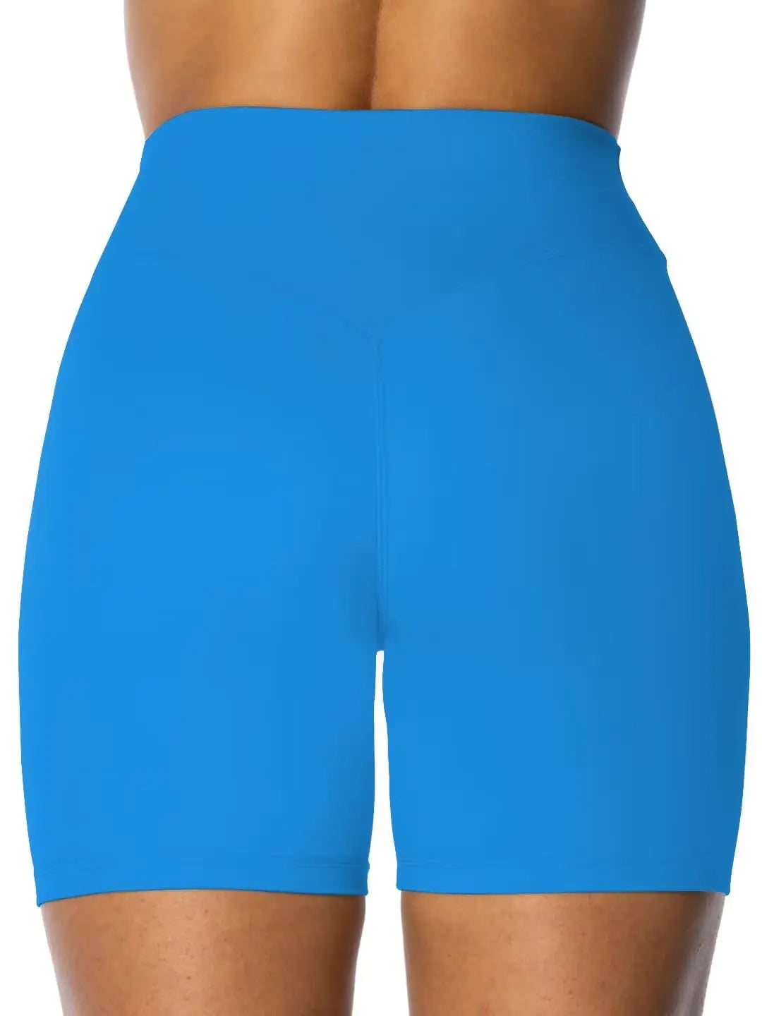 Sunzel Short taille haute pour femme avec effet froissé et fessier caché, short de motard, short de sport, de yoga, de course à pied, avec contrôle du ventre, entrejambe de 15,2 cm, taille XS, bleu classique