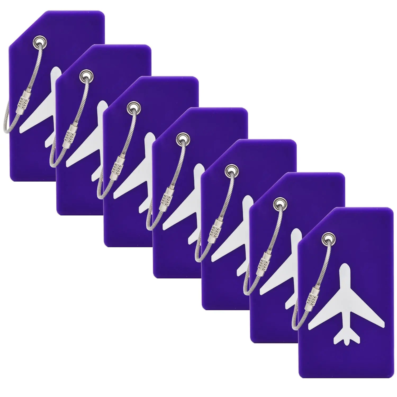 7 Pack Silicone Luggage Tag Baggage Handbag Travel Suitcase Tags with Name ID Card Perfect to Quickly Spot Luggage Suitcase (Purple） Purple