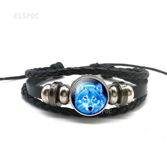 Leather Bracelet Wolf Full Moon Design_Vivareflex_Online