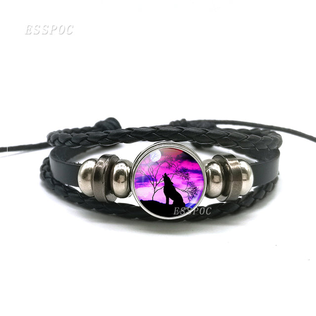 Leather Bracelet Wolf and Moon Design_Vivareflex_Online