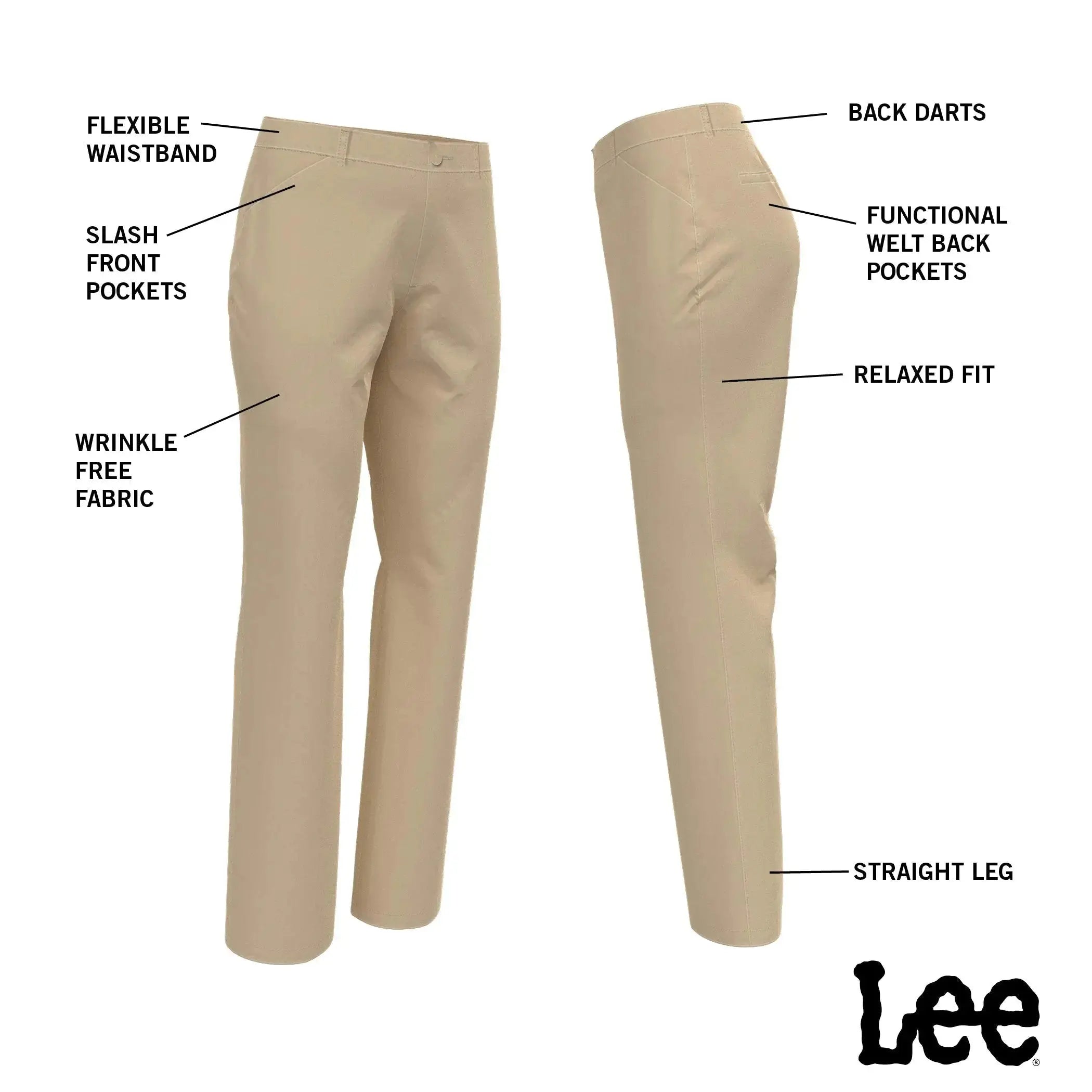 Lee womens Wrinkle Free Relaxed Fit Straight Leg Pant 10 Flax - Vivareflex Online