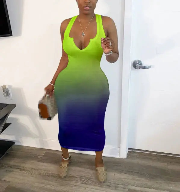 Lightweight Polyester V-Neck Summer Stunning Dress_Vivareflex_Online