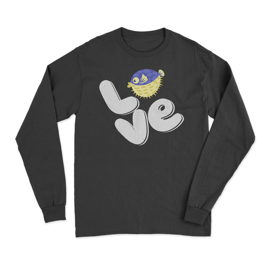 Love Fishing Blue Blowfish Globe Men Long Sleeve Shirt Vivareflex Online