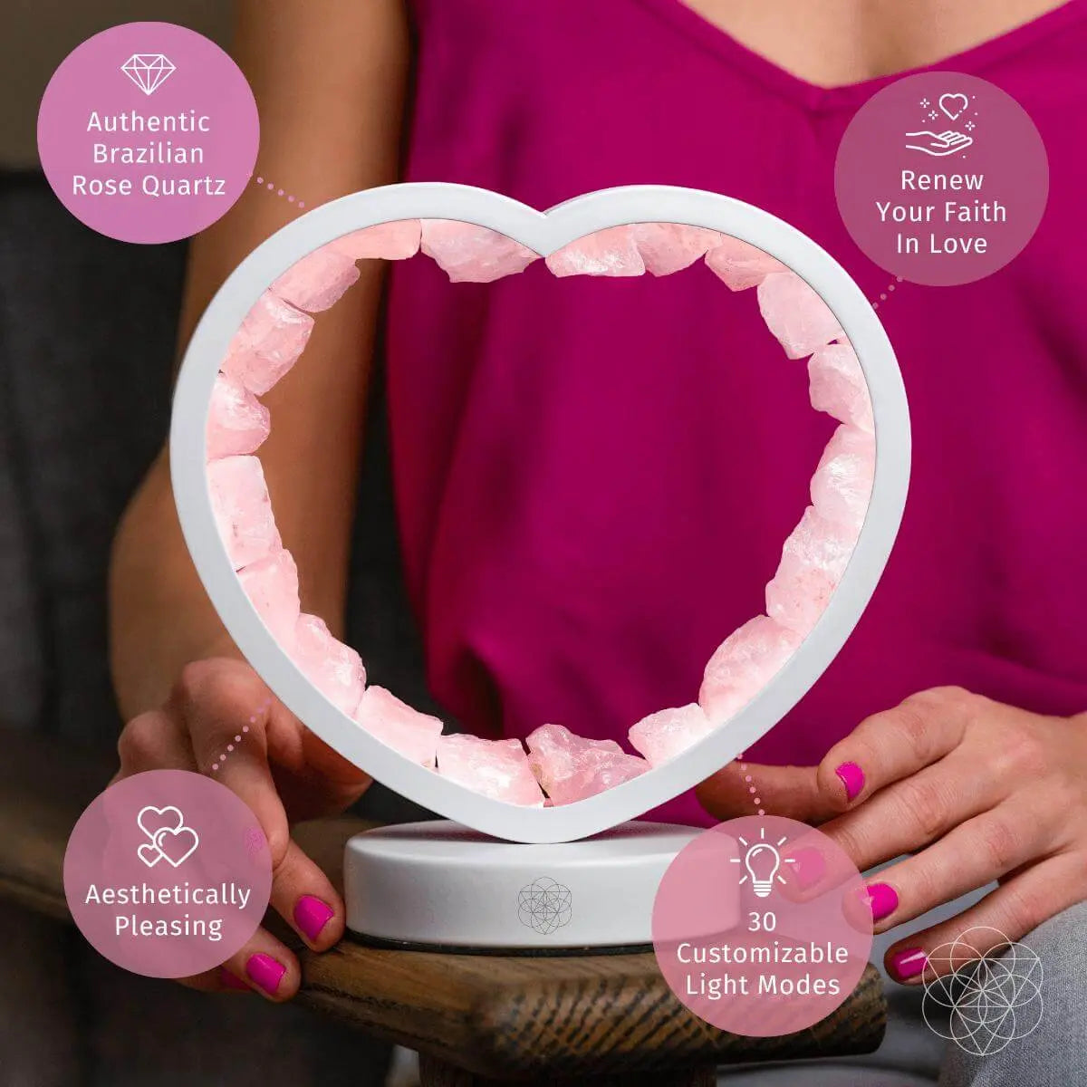 Love Magnet - Rose Quartz Heart Lamp Conscious Items