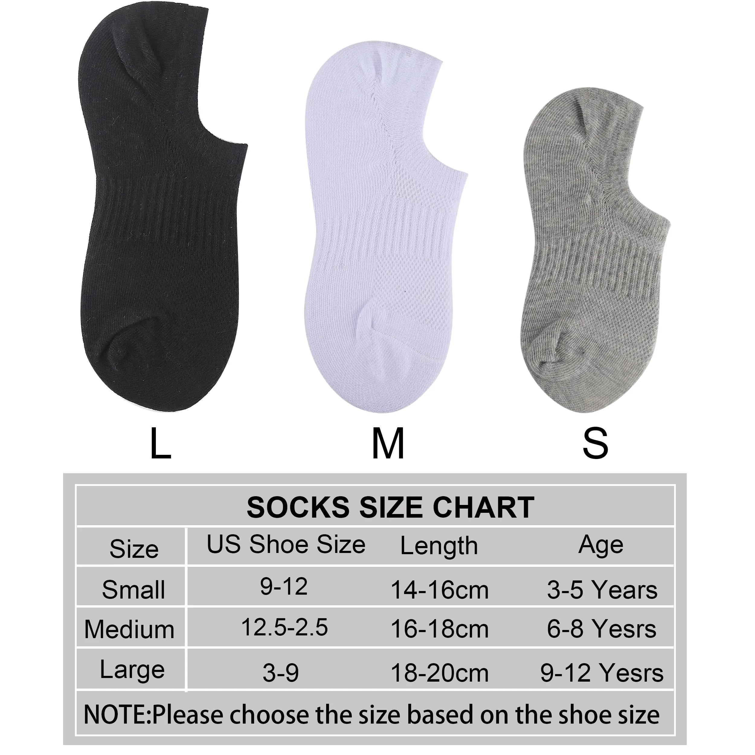 Cozi Foot 10 Pairs Boys Girls No Show Socks Cotton Non Slip Low Cut Socks Medium C02-black - Vivareflex Online