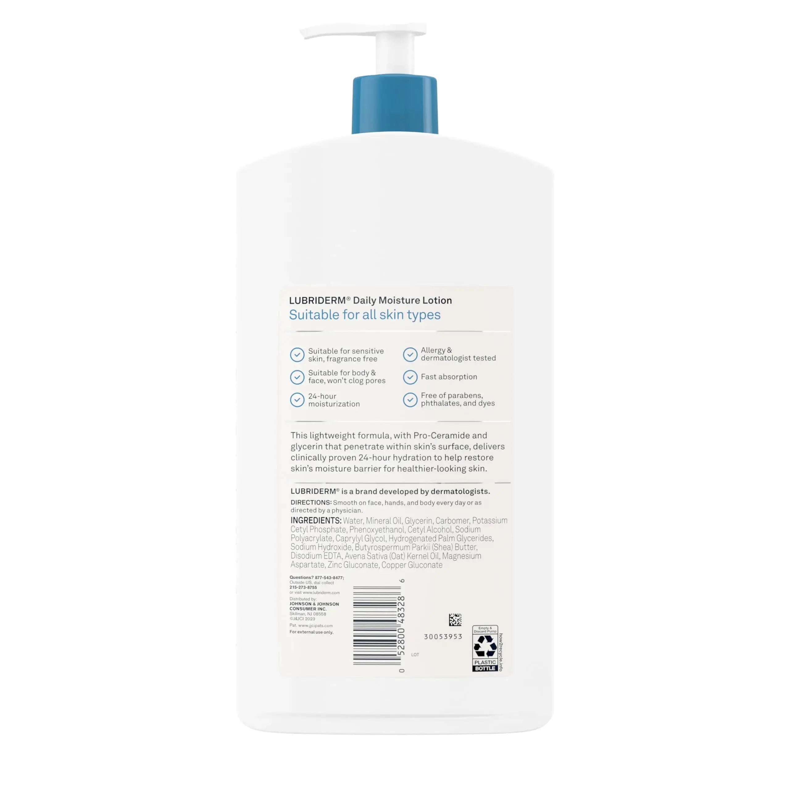 Lubriderm Fragrance-Free Daily Moisture Lotion with Pro-Ceramide, Shea Butter & Glycerin for Sensitive Skin - Vivareflex Online