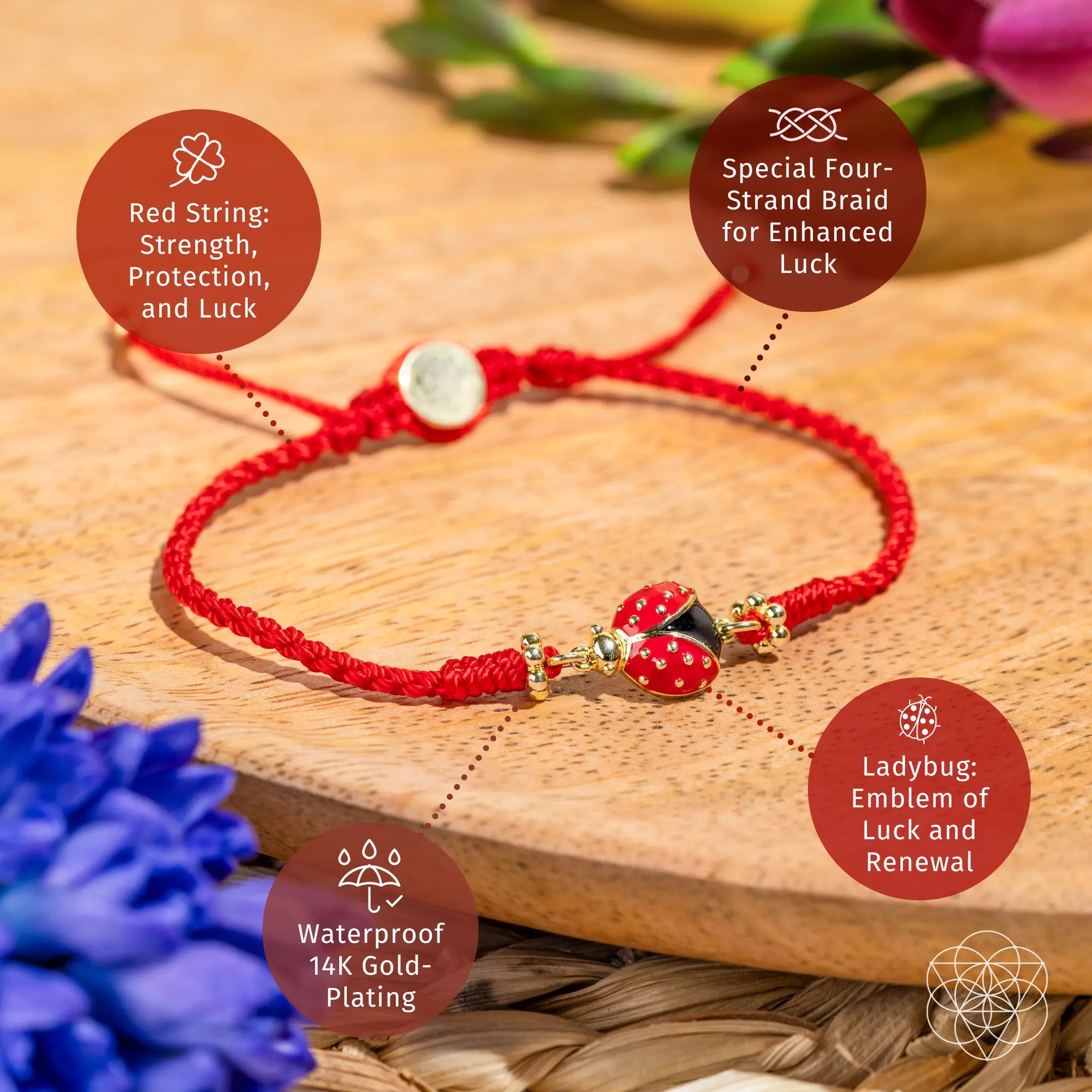 Lucky Ladybug - Four-Strand Red String Bracelet Conscious Items