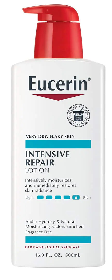 Lotion corporelle réparatrice intensive Eucerin pour peaux très sèches et squameuses, hydratant corporel sans parfum avec alpha-hydroxy, flacon de 16,9 fl oz