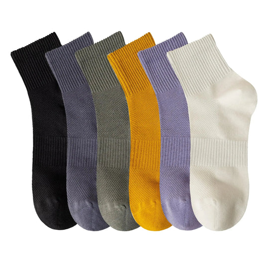 MAGIARTE Womens Mini Crew Ankle Socks Athletic Casual Cotton Socks for Women 5-10 Mesh Instep #C05 (6 Pairs) - Vivareflex Online