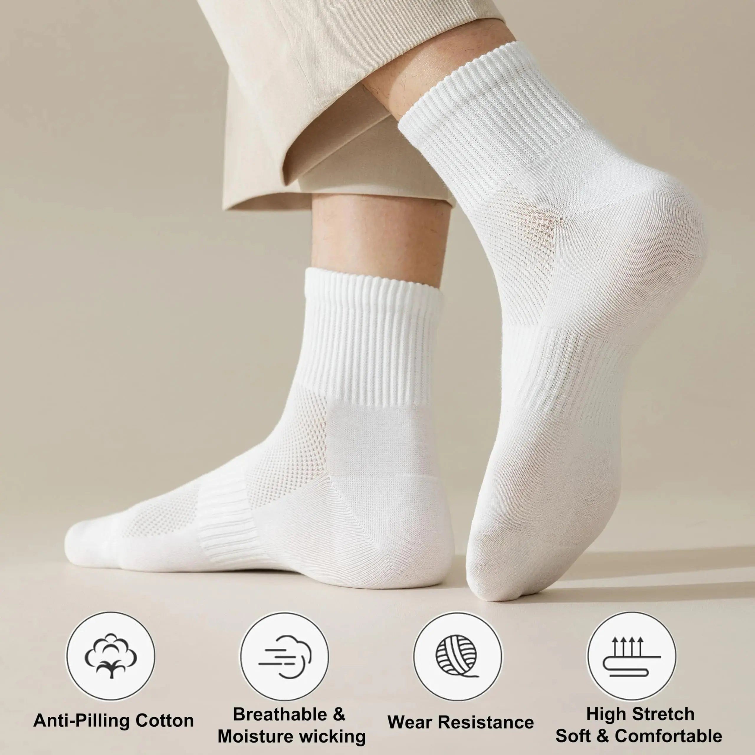 MAGIARTE Womens Mini Crew Ankle Socks Athletic Casual Cotton Socks for Women 5-10 Mesh Instep #C05 (6 Pairs) - Vivareflex Online