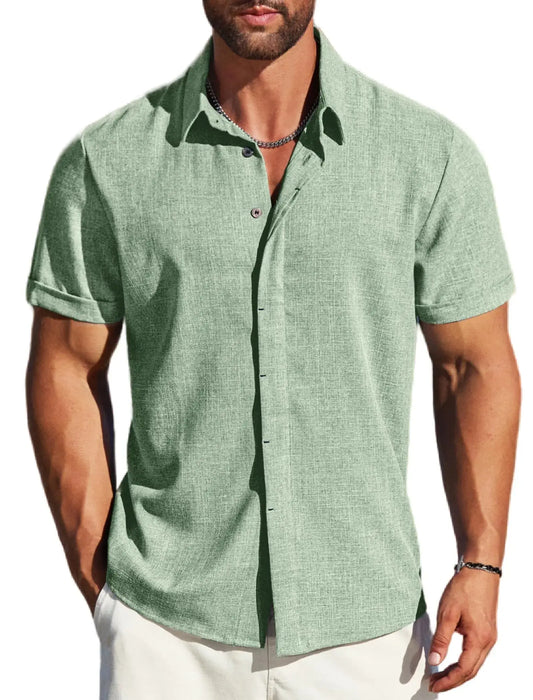 MAPICK Men's Linen Shirts Short Sleeve_Vivareflex_Online