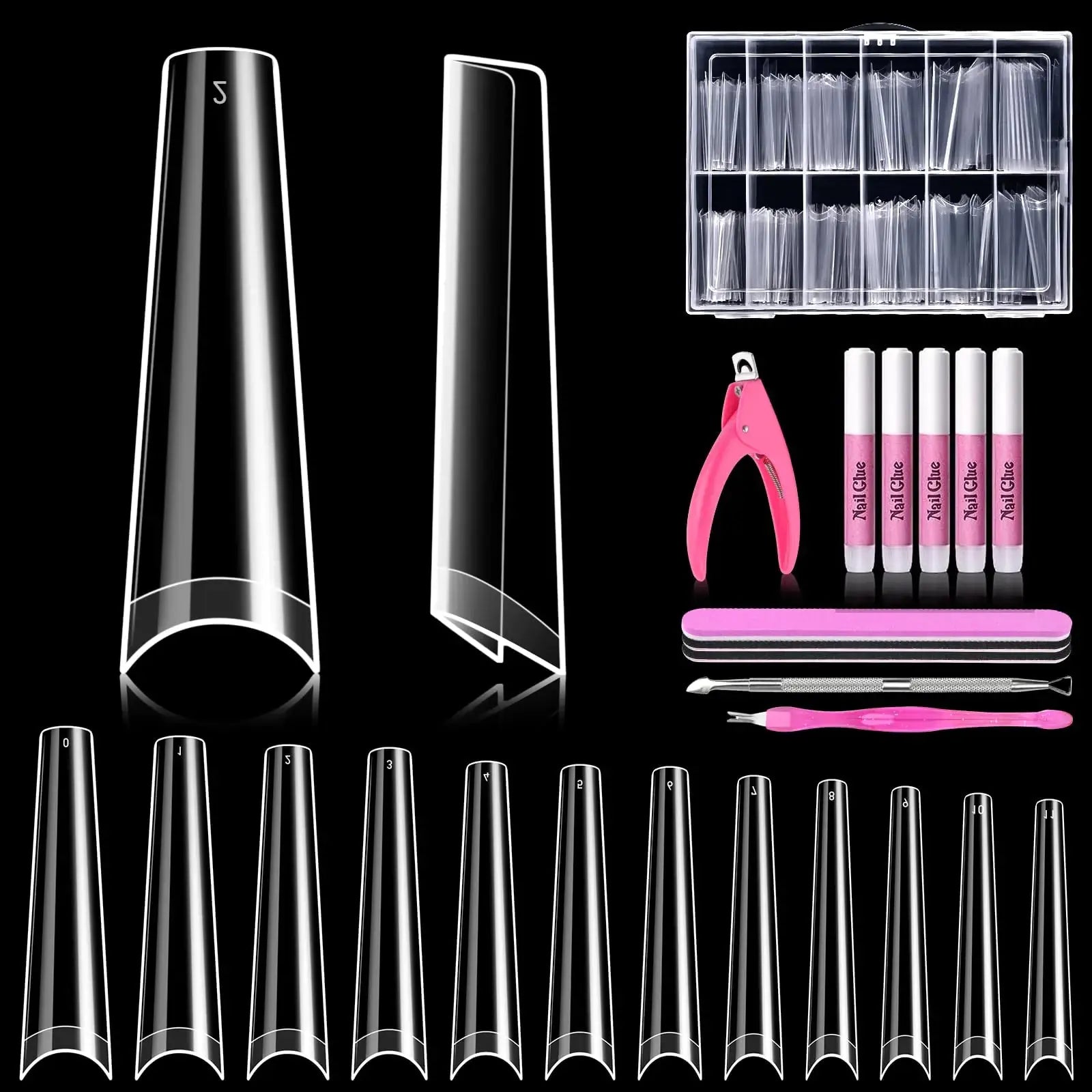 MORGLES Coffin Nail Tips - 240PCS Extra Long Clear Acrylic Nail Tips_Vivareflex_Online