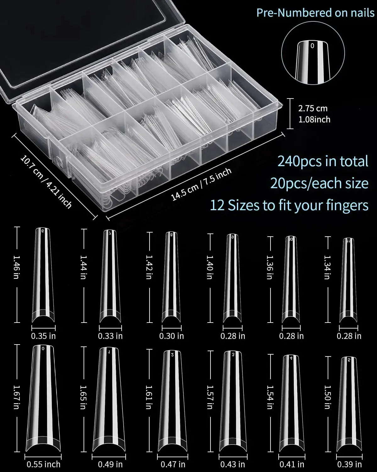 MORGLES Coffin Nail Tips 240PCS Extra Long Clear Acrylic Nail Tips_Vivareflex_Online