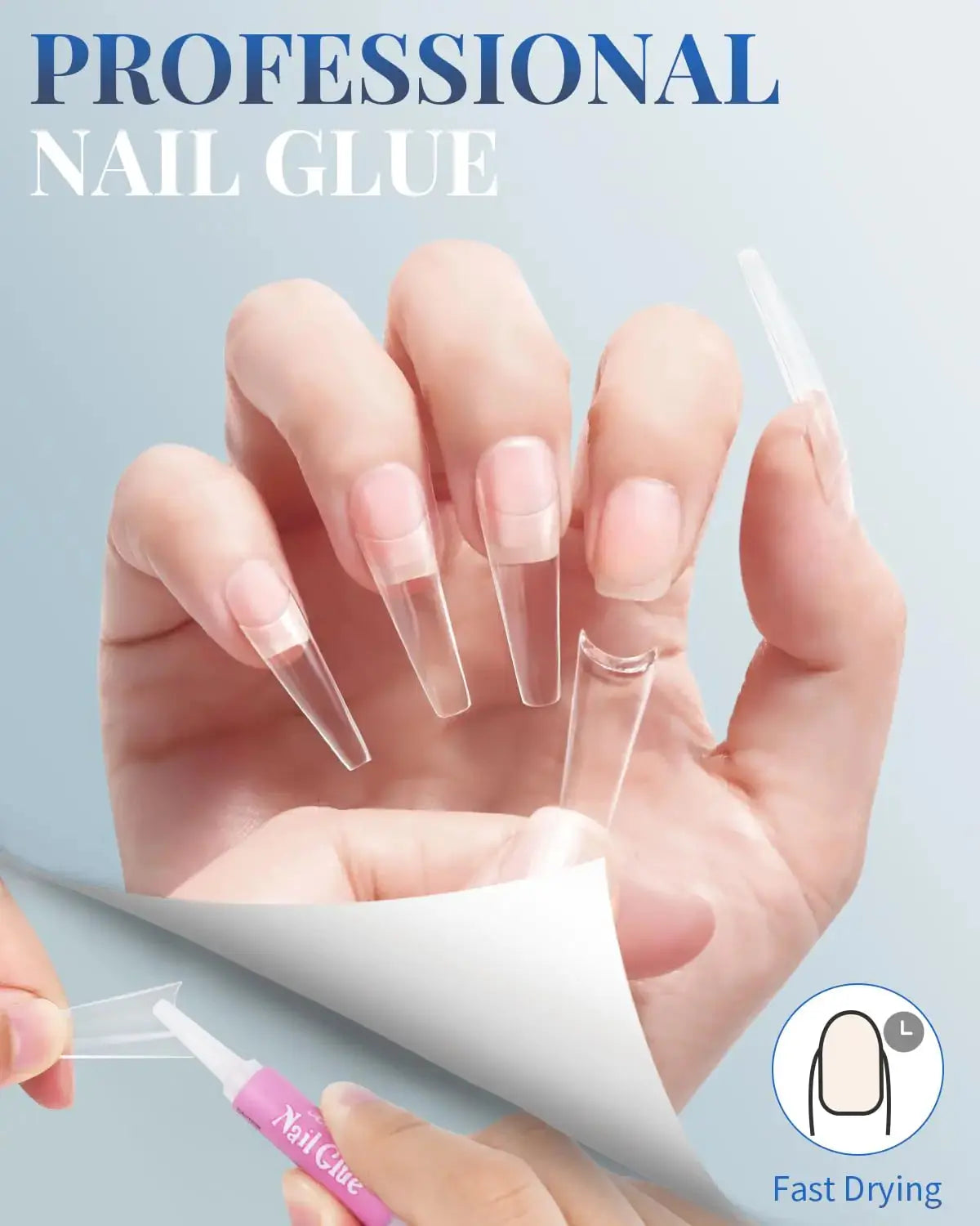 MORGLES Coffin Nail Tips - Extra Long Clear Acrylic Nail Tips_Vivareflex_Online