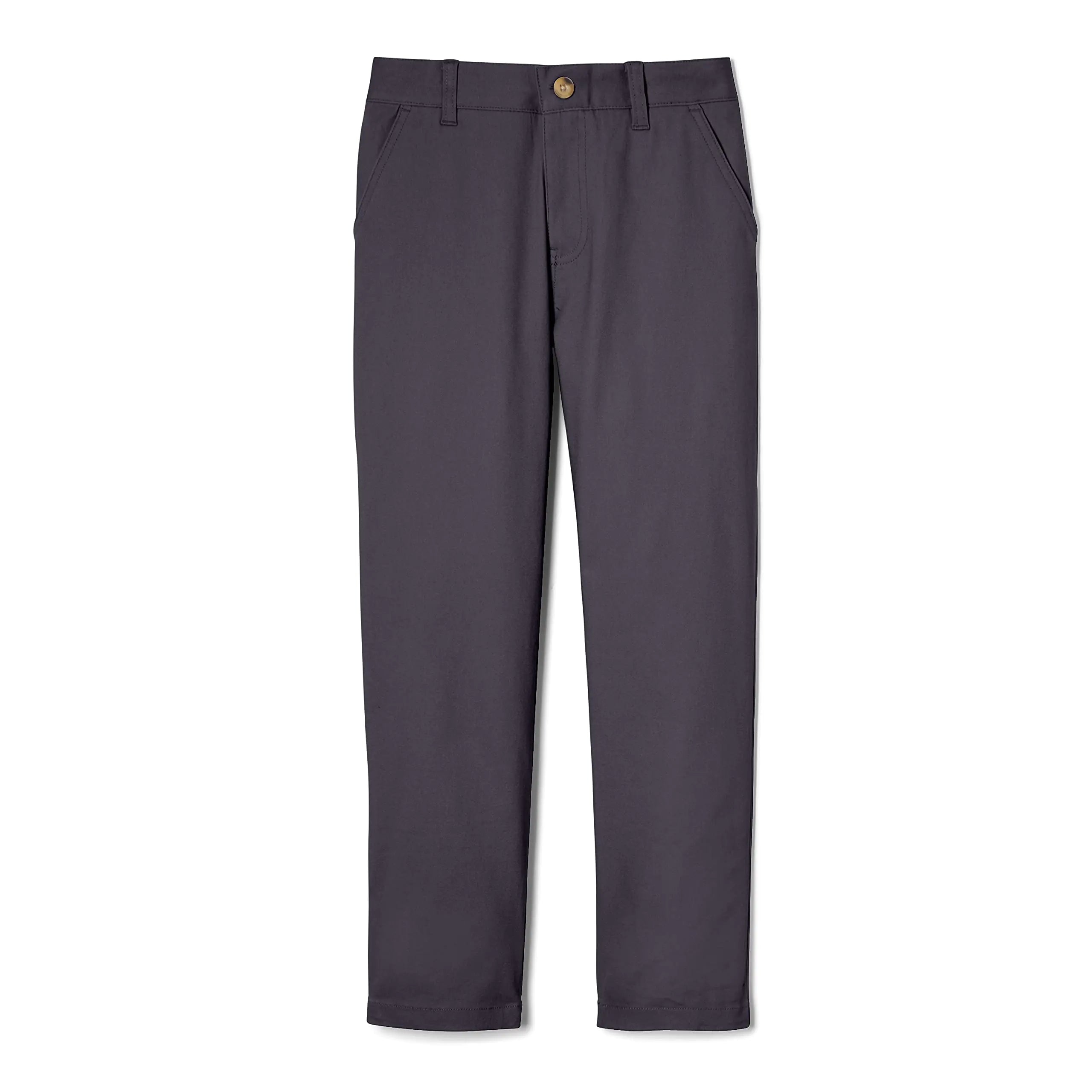 Pantalon chino en sergé extensible coupe droite à taille ajustable French Toast pour garçon, uniforme scolaire 10, gris chiné