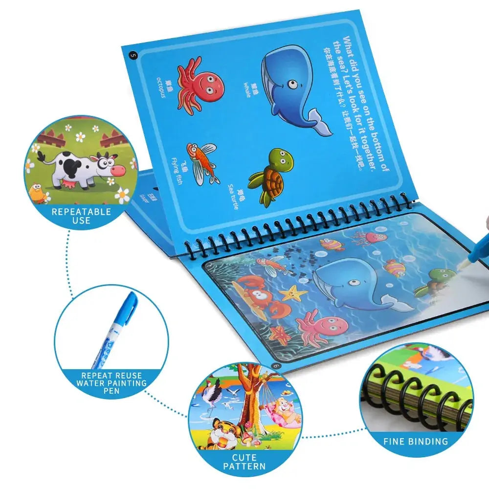 Magic Water Drawing Coloring  Book - Vivareflex Online