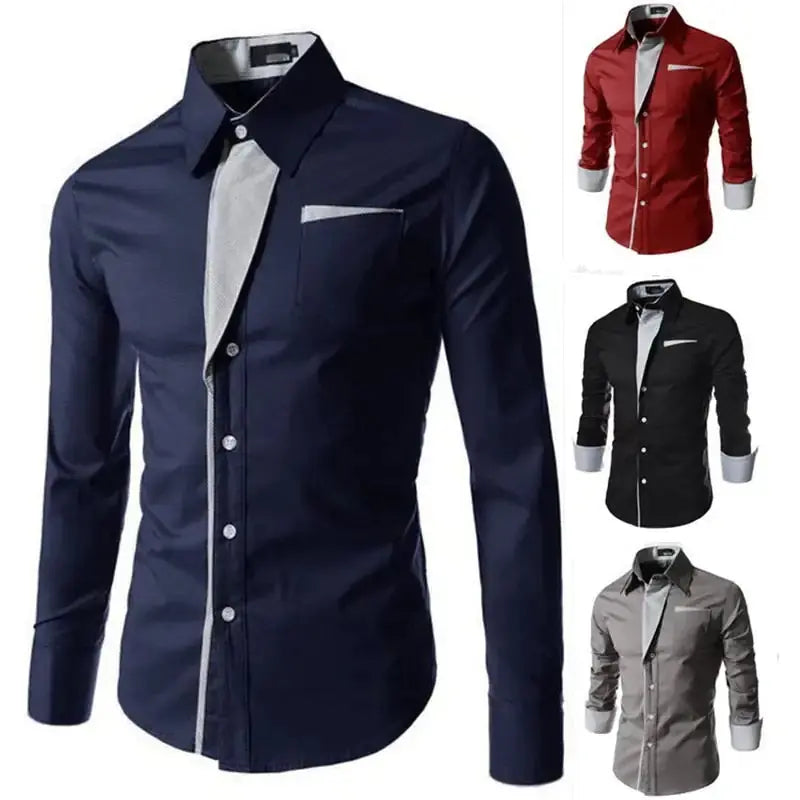 Male Fashion Shirts Full Sleeve Stripe Shirt Men Slim Fit Design Formal   Dress Shirts 14 Colors Size M-4XL Vivareflex Online