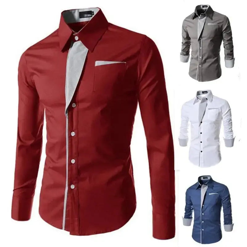 Male Fashion Shirts Full Sleeve Stripe Shirt Men Slim Fit Design Formal   Dress Shirts 14 Colors Size M-4XL Vivareflex Online