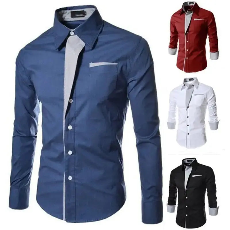 Male Fashion Shirts Full Sleeve Stripe Shirt Men Slim Fit Design Formal   Dress Shirts 14 Colors Size M-4XL Vivareflex Online