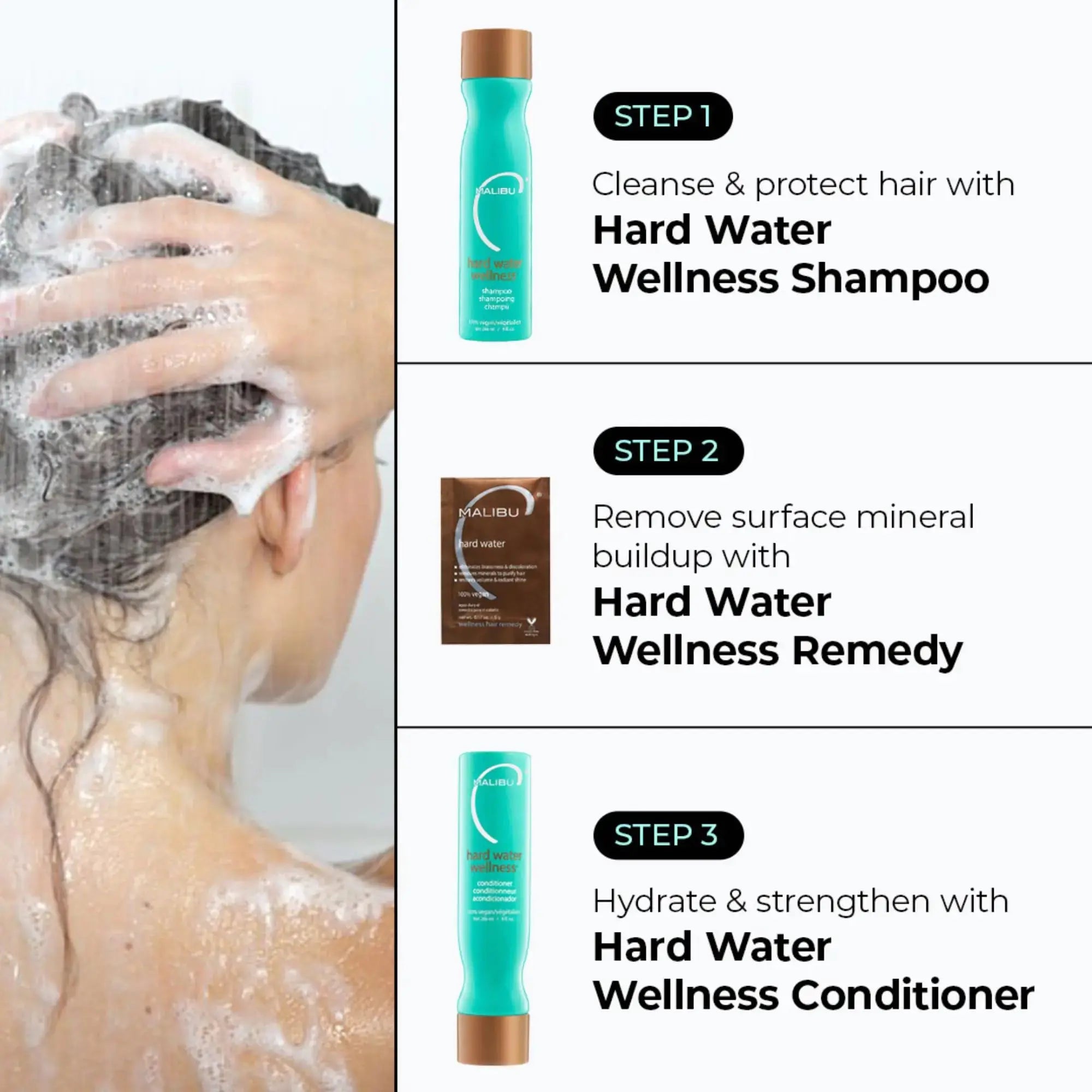 Malibu C Hard Water Wellness Collection - Shampoo, Conditioner & Mask Packets (33.8 oz) Vivareflex Online
