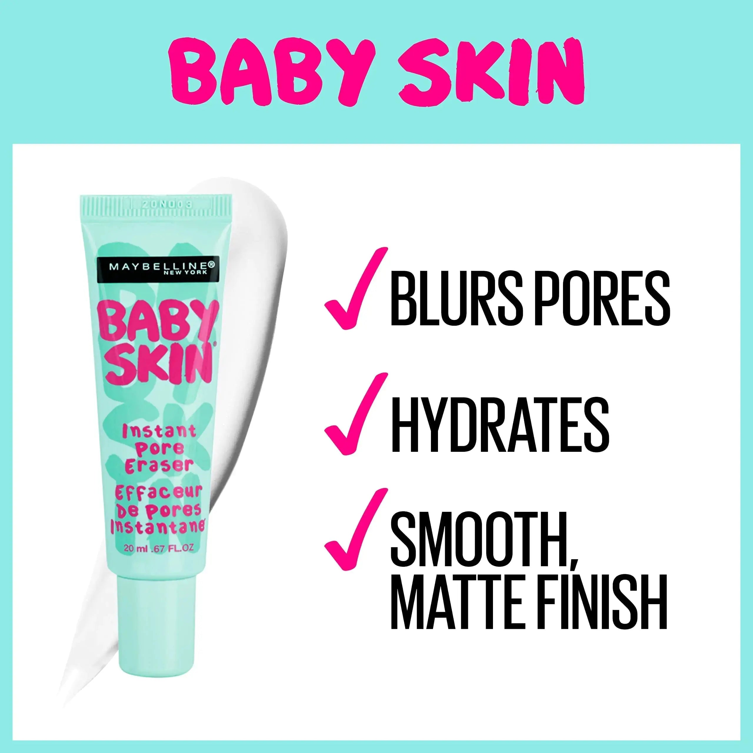 Maybelline Baby Skin Instant Pore Eraser Primer Makeup, Clear, 2 Count 0.67 Fl Oz (PACK OF 2) - Vivareflex Online