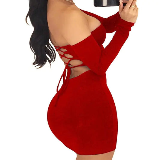 Strapless large women long sleeve backless night club dress women Vivareflex Online