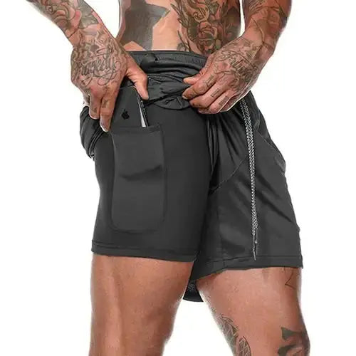 Men 2 in 1 Running Shorts Jogging Gym Fitness Vivareflex Online
