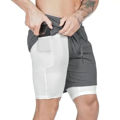 Men 2 in 1 Running Shorts Jogging Gym Fitness Vivareflex Online