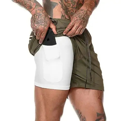 Men 2 in 1 Running Shorts Jogging Gym Fitness Vivareflex Online
