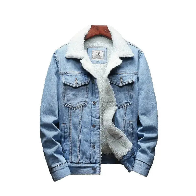 Men Light Blue Winter Jean Jackets Outerwear Warm Denim Coats New Men Vivareflex Online