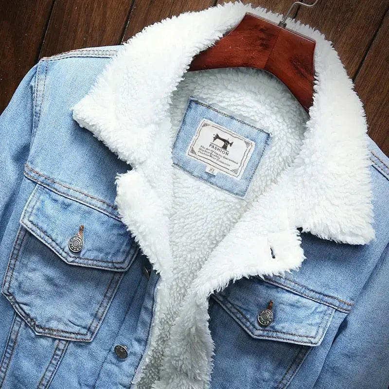 Men Light Blue Winter Jean Jackets Outerwear Warm Denim Coats New Men Vivareflex Online