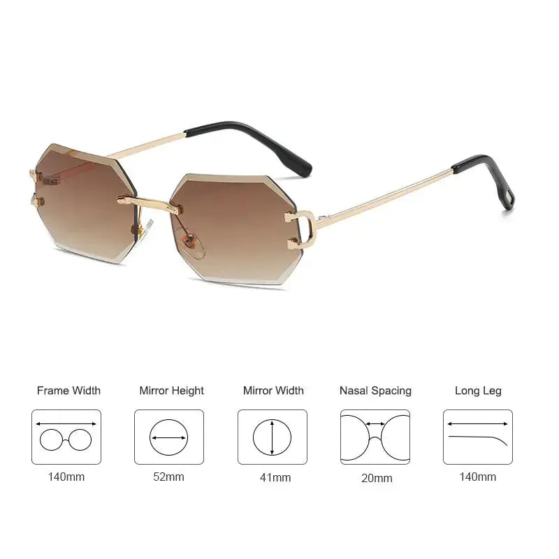 Men Rimless Octagonal Vintage Shades Vivareflex Online