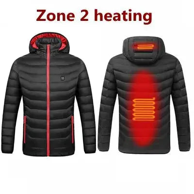 Men Winter Warm USB Heating Jackets Smart Thermostat Pure Color Hooded Heated Clothing Waterproof  Warm Jackets Vivareflex Online