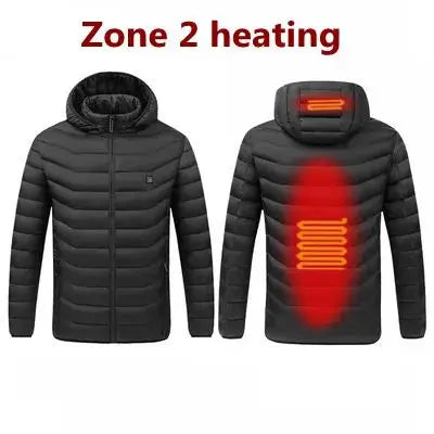 Men Winter Warm USB Heating Jackets Smart Thermostat Pure Color Hooded Heated Clothing Waterproof  Warm Jackets Vivareflex Online
