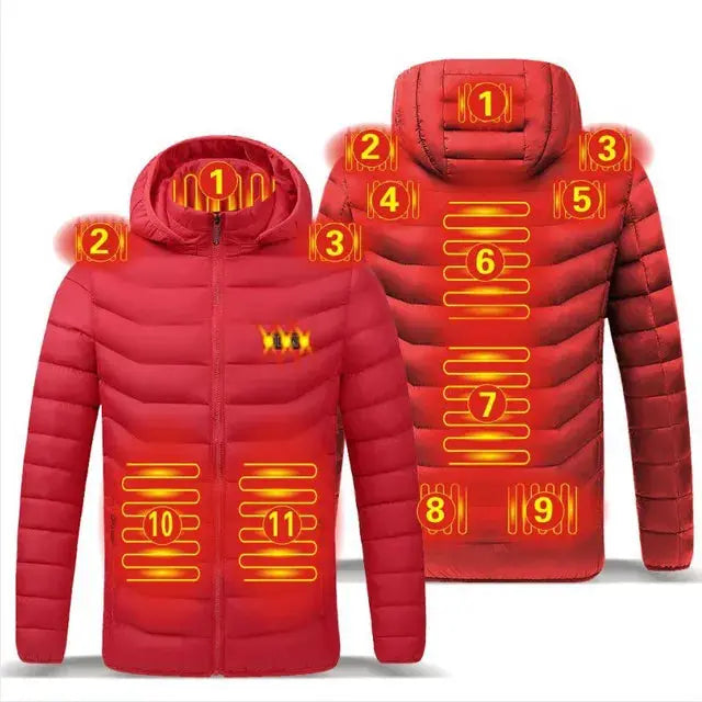 Men Winter Warm USB Heating Jackets Smart Thermostat Pure Color Hooded Heated Clothing Waterproof  Warm Jackets Vivareflex Online