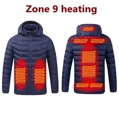 Men Winter Warm USB Heating Jackets Smart Thermostat Pure Color Hooded Heated Clothing Waterproof  Warm Jackets Vivareflex Online